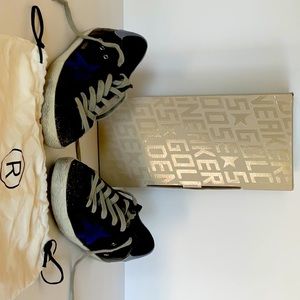 Golden Goose Sneaker Glitter toe, Black/Bluette/Powder Blue, size 37